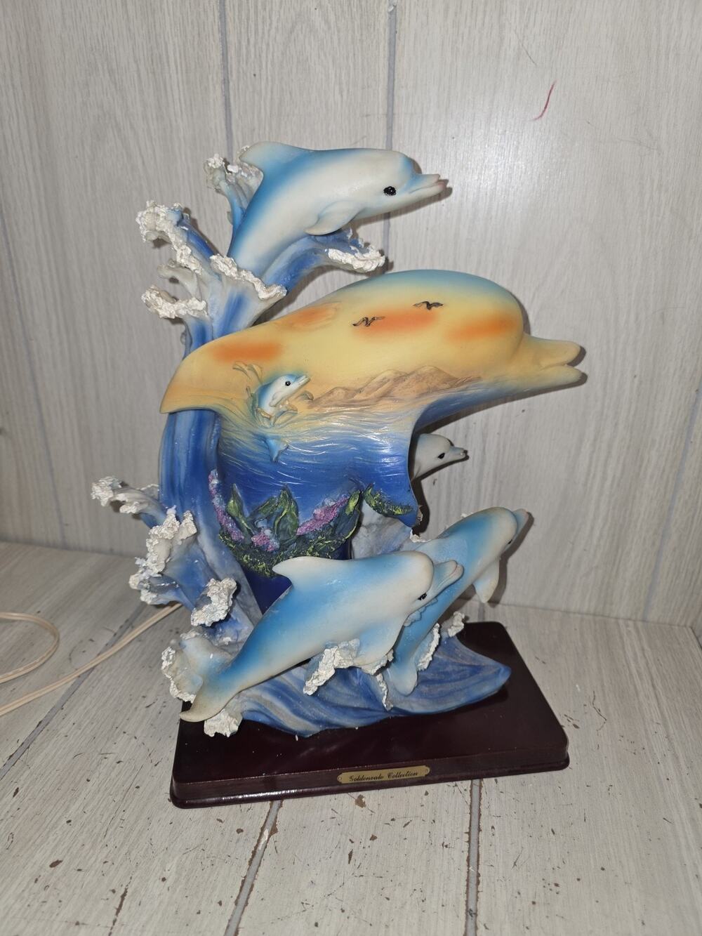 VTG Dolphin W/Beach Landscape Night Light Ocean Life Beach House Decor READ